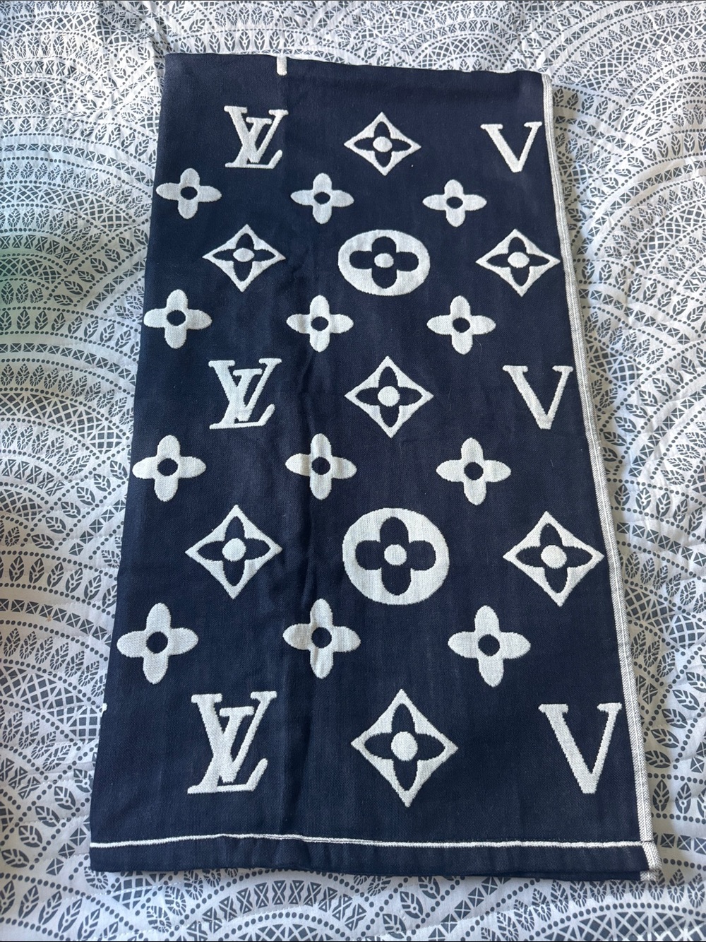 Fashion Navy and White Monogram Wrap
